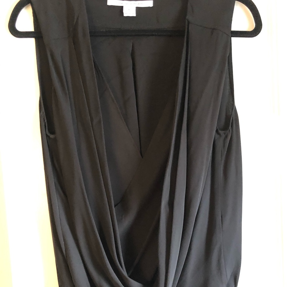Black sleeveless DVF blouse